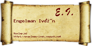 Engelman Iván névjegykártya